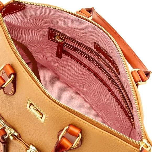 NWT Dooney & Bourke Dillen Double Pocket Crossbody Satchel Pebble Leather Sand - Picture 12 of 12